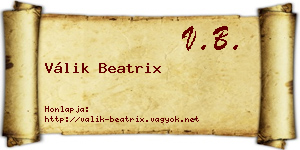 Válik Beatrix névjegykártya